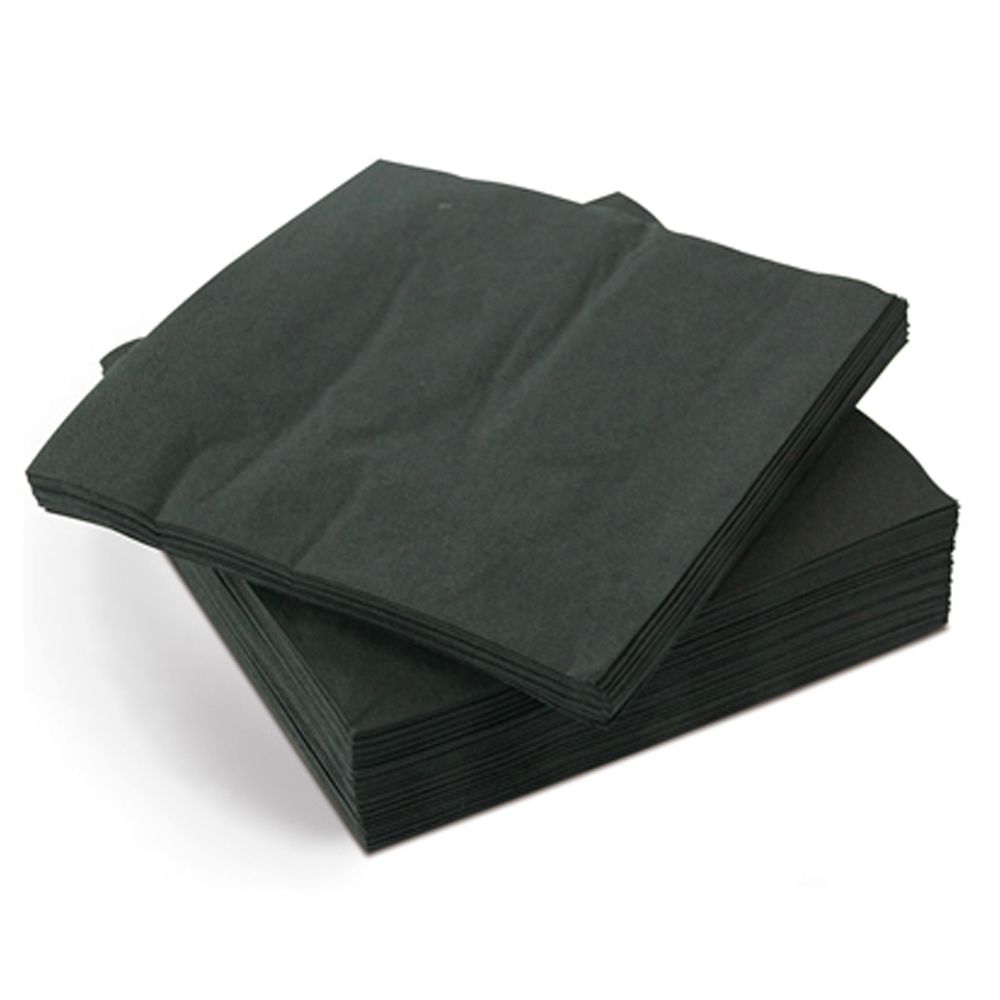 Royalty Black Beverage Napkin, 2-Ply, 1/4 Fold, 4/250 (1000/cs)