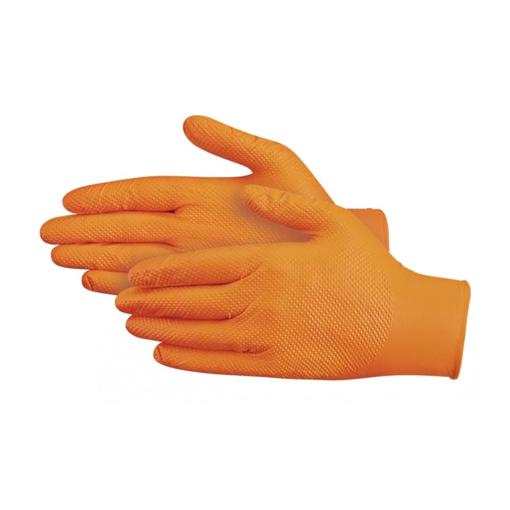 Royalty Premier Medium Orange 8mil Diamond Textured Powder Free Gloves