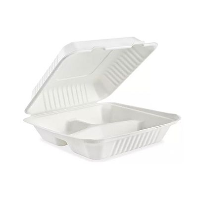 Royalty Eco White 9x9 3 Compartment MFPP Hinged Container